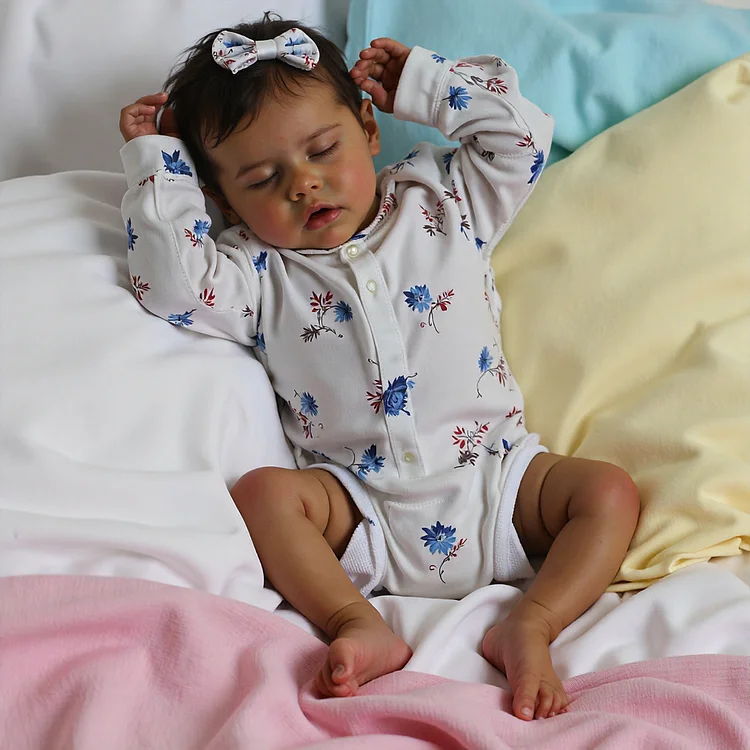 17'' Lifelike Sleeping Silicone Vinyl Newborn African American Baby Girl Doll Named Zamerin