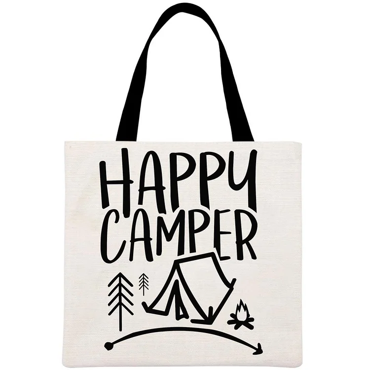 Happy Camper Printed Linen Bag-Annaletters
