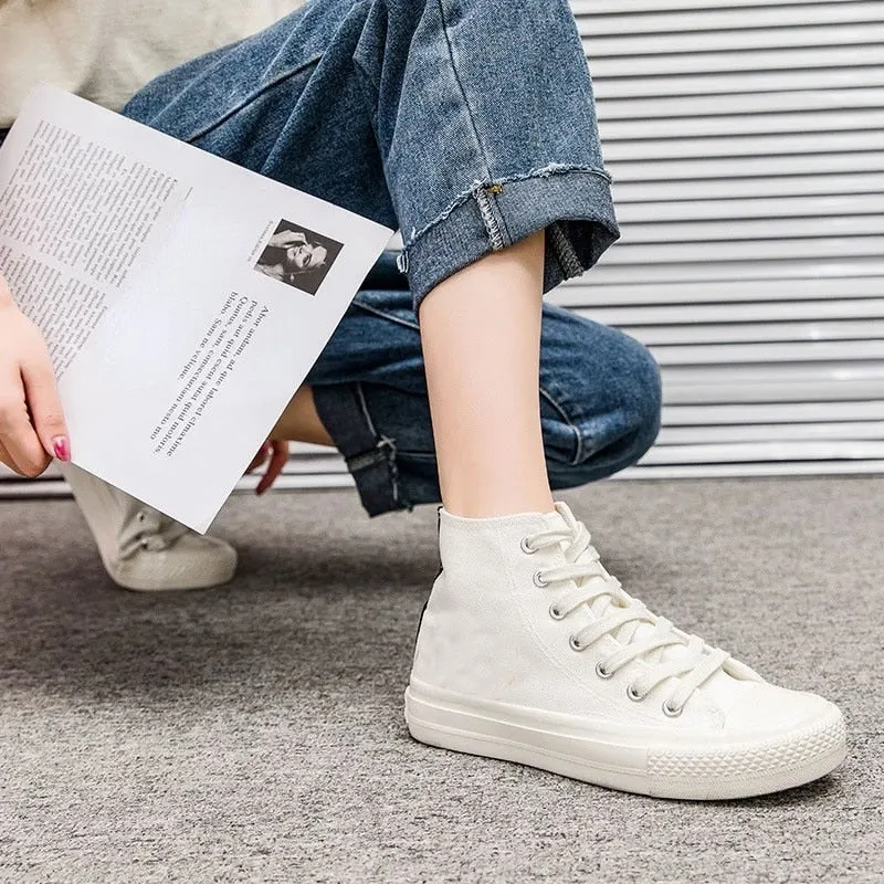 2022 New Women's Canvas Sneakers Fashion Summer Spring Autumn Shoes for Women Student Casual Shoes High Women's Sneakers A1-53