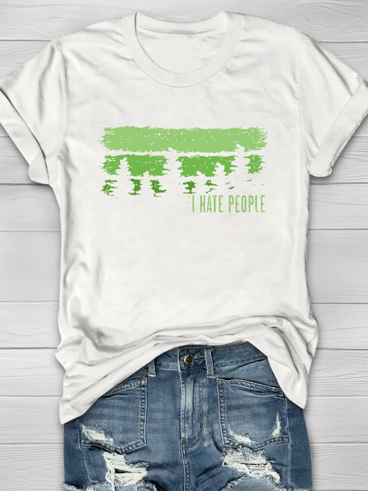 Eagerlys I Hate People Printed T-shirt Eagerlys