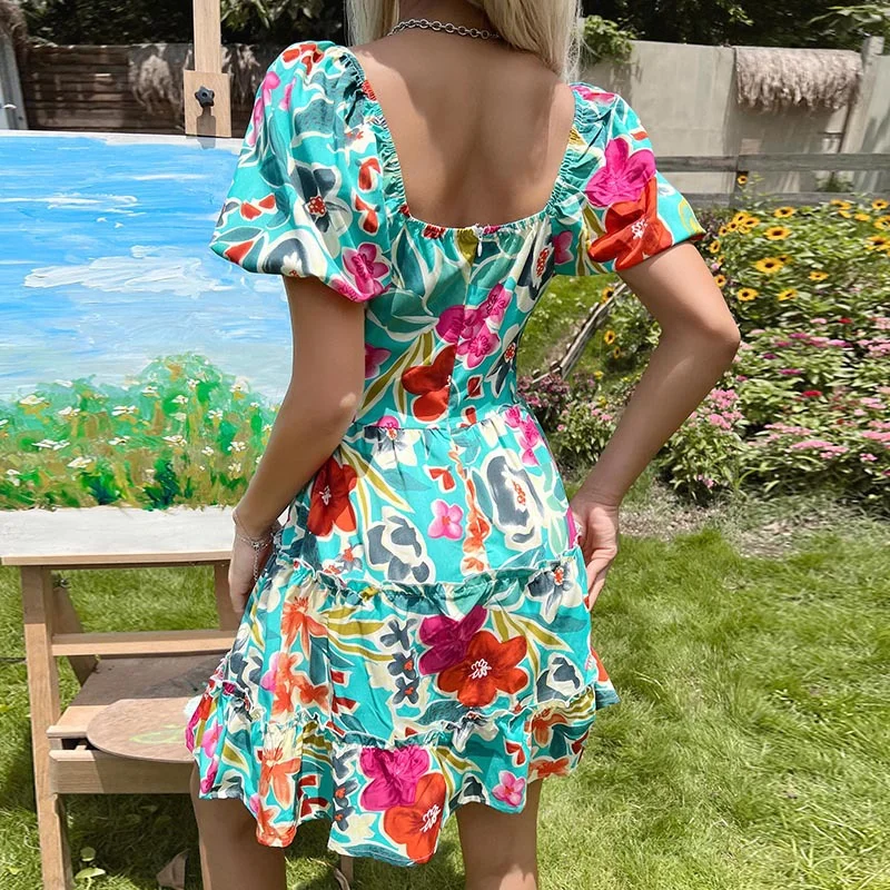 Ladies Holiday Sweet Casual Printed Slip Dress