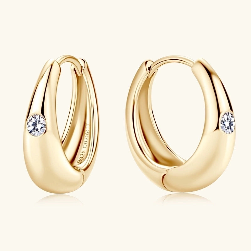 1 Pair 925 Sterling Silver Moissanite Solid Color Earrings