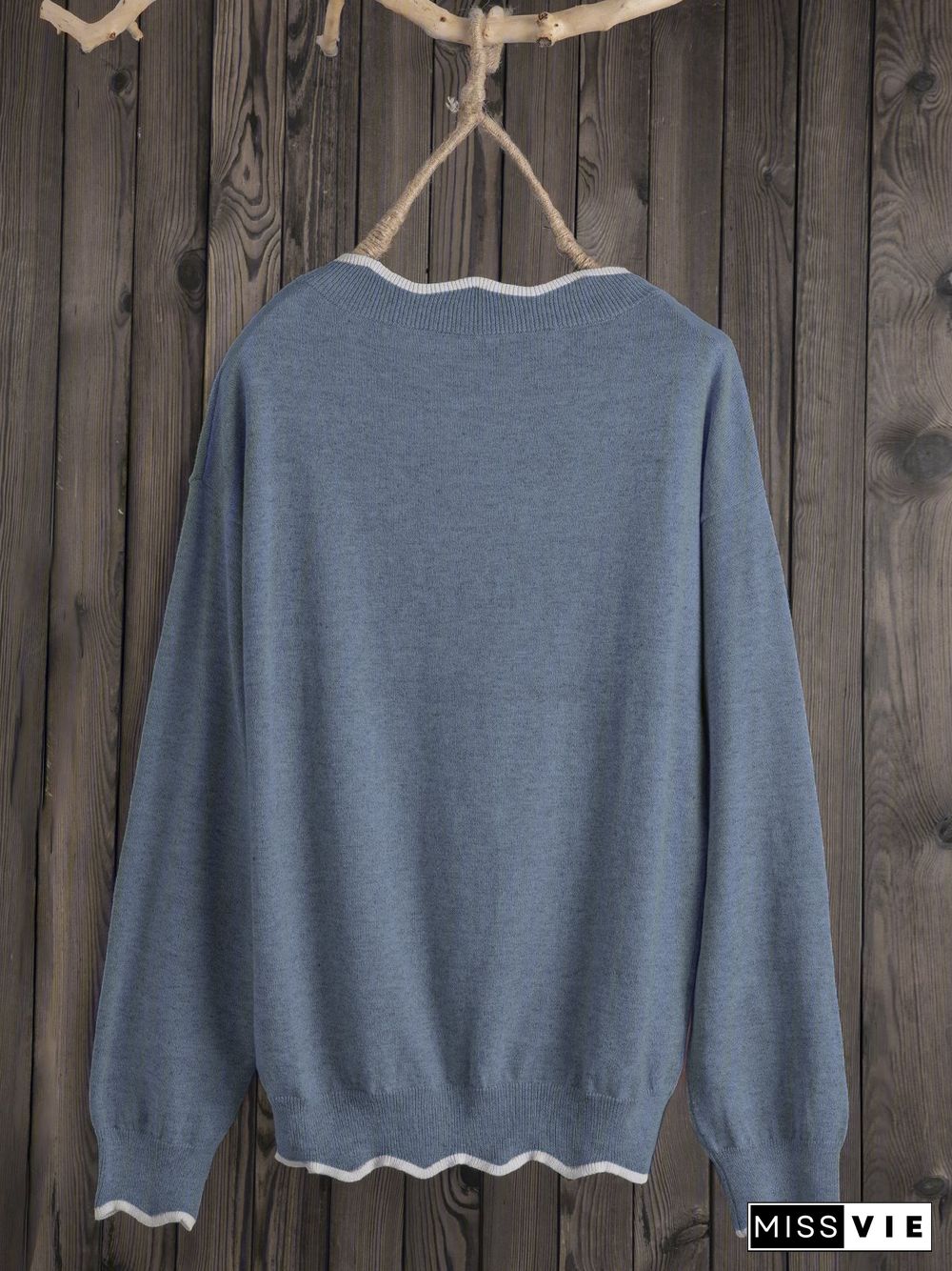 Plus Size Solid Loose Fit Women Pullover Wool Knit Sweaters