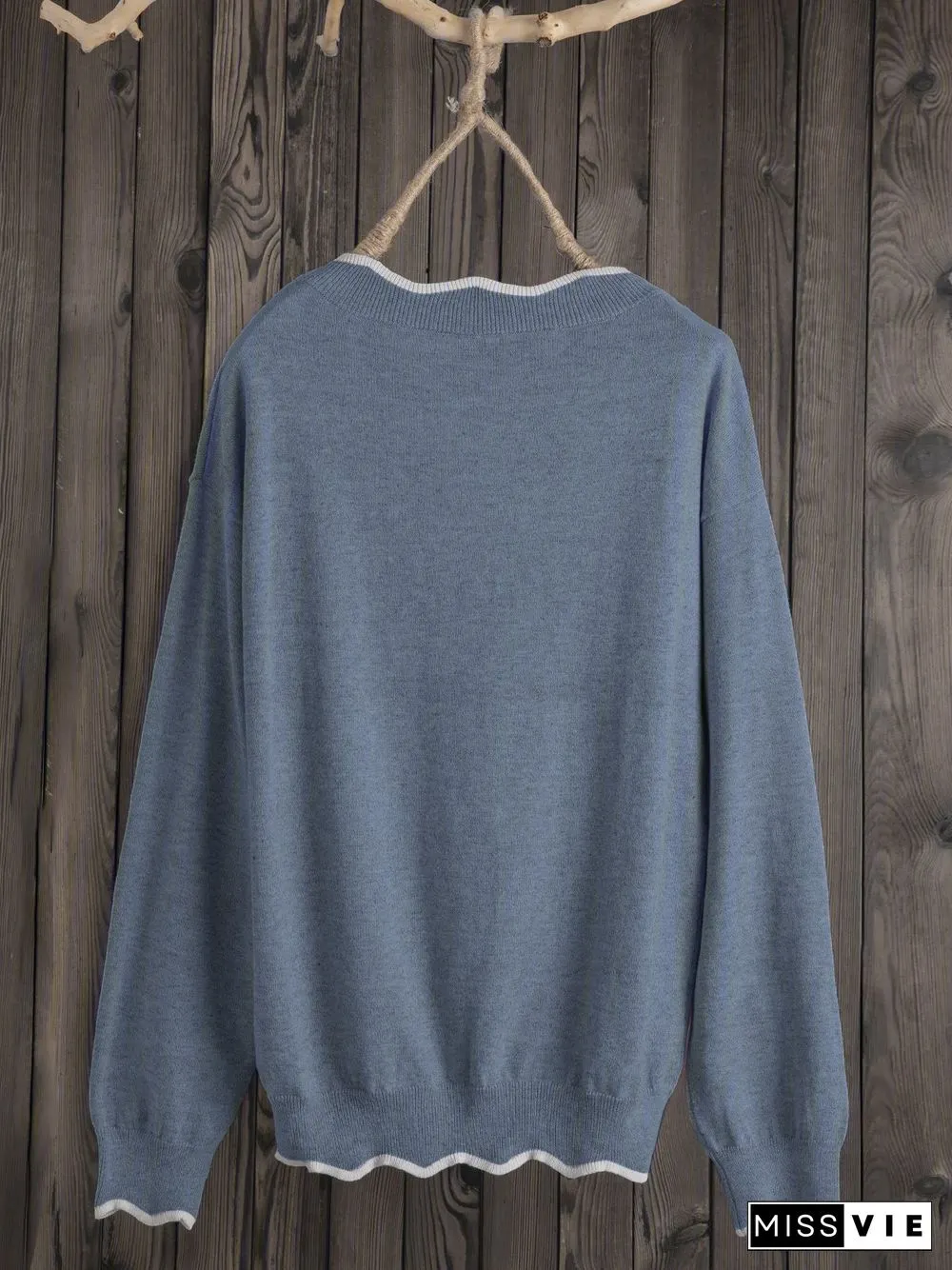 Plus Size Solid Loose Fit Women Pullover Wool Knit Sweaters