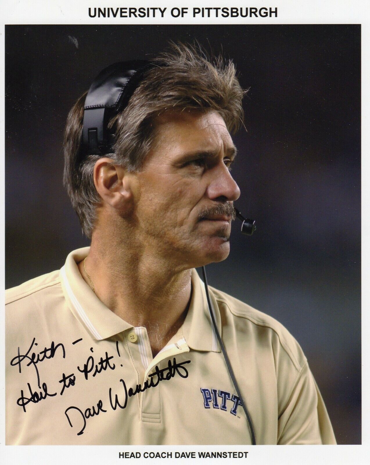 DAVE WANNSTEDT AUTOGRAPH, AMERICAN FOOTBALL, PITTSBURGH