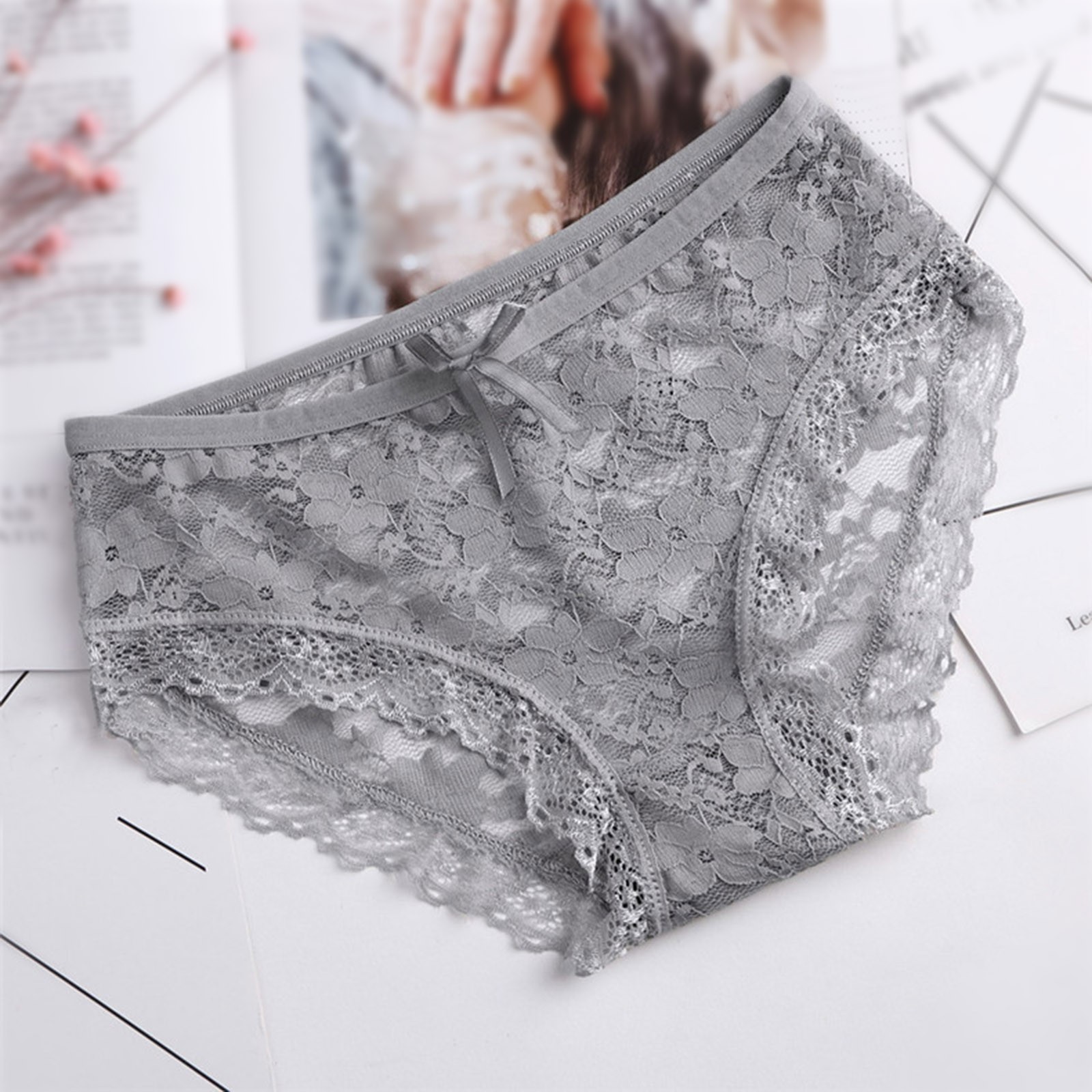 Ufawd Hollow Out Women's Lace Sexy Panties Women Lace Panties Underwear Sexy Hollow Mesh Trousers Bow Low Waist Panties трусы женские