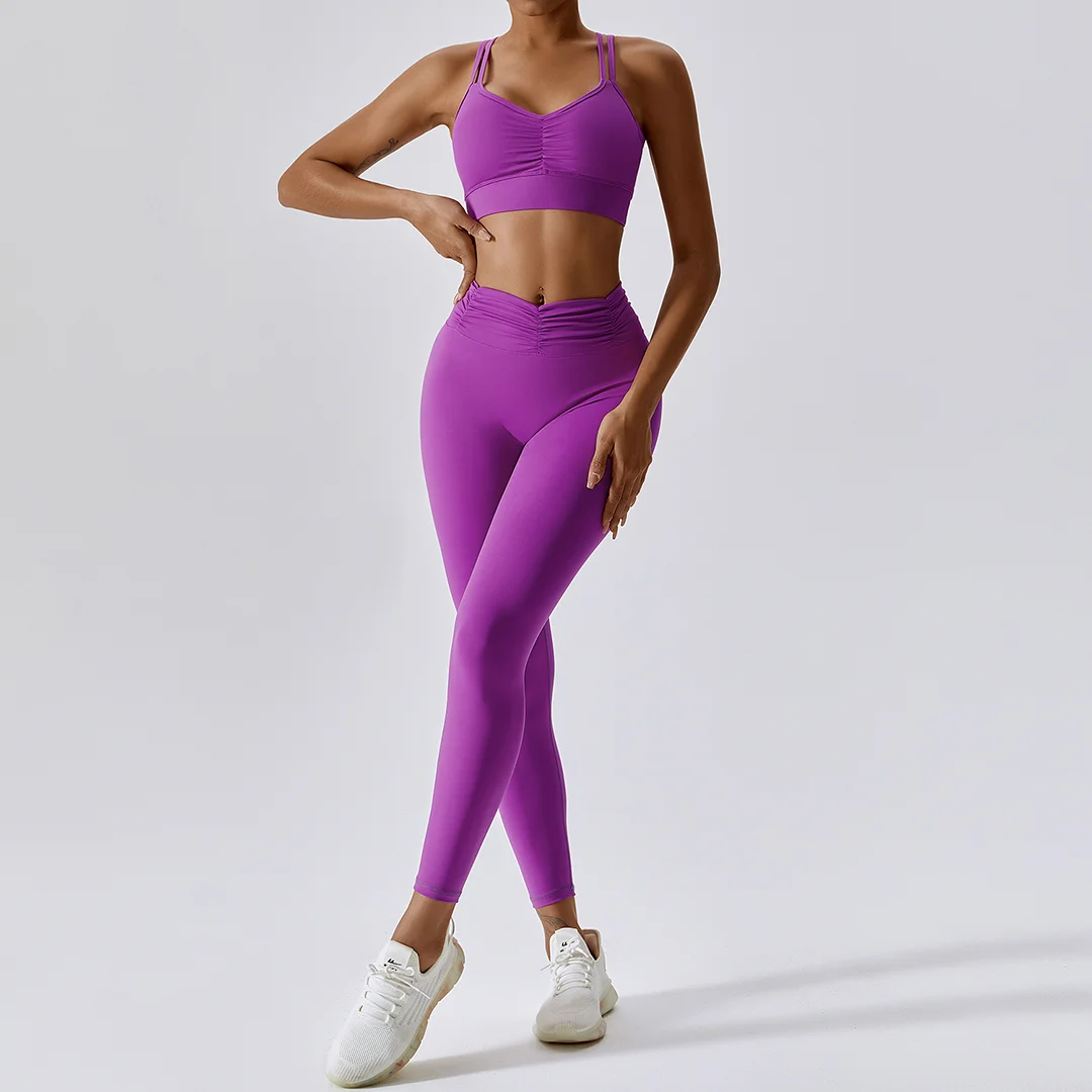 Back crossover sports bra & Leggings 2-piece set