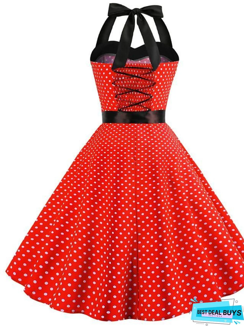 Women's A-Line Dress Knee Length Dress Sleeveless Polka Dot Print 1950S Hot Vintage Blue Red Blushing Pink Light Blue