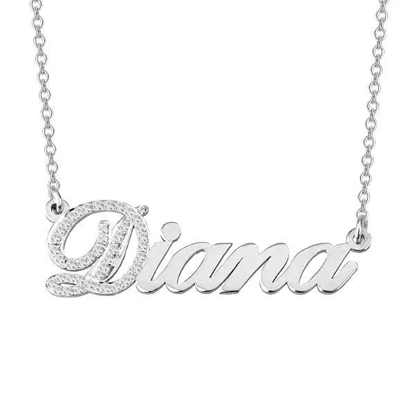 Sparking Initial Name Necklace Personalized With Cubic Zirconia