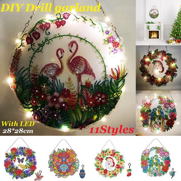 11 Styles DIY Diamond Painting Wreath Handmade 5D Rhinestone Drawing Door Flower Garland - Shop Trendy Women's Fashion | TeeYours