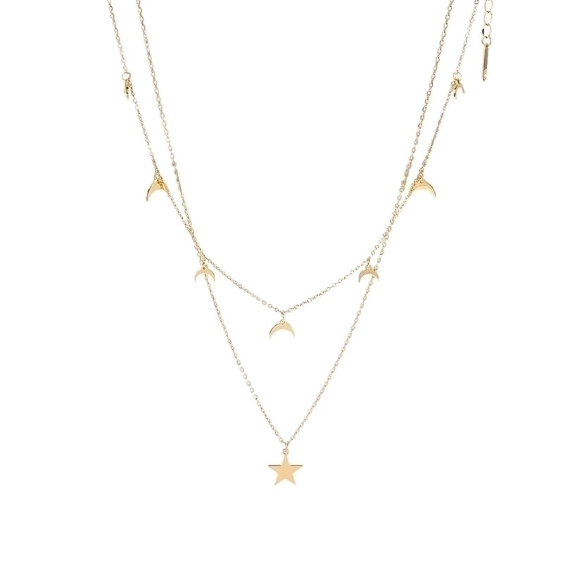 Stainless Steel Modern Style Minimalist Plating Inlay Star Moon Layered Necklaces