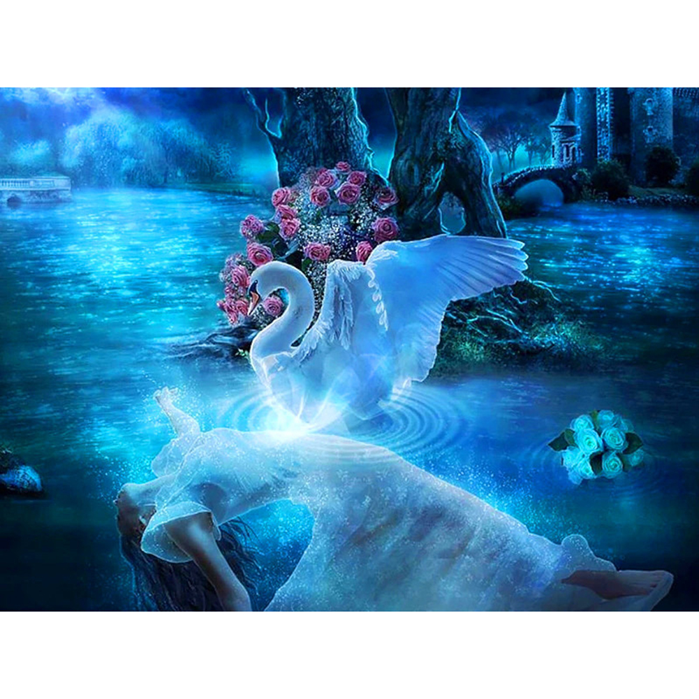 

40*30CM - Round Drill Diamond Painting - Dreamlike Angel Goose, 501 Original