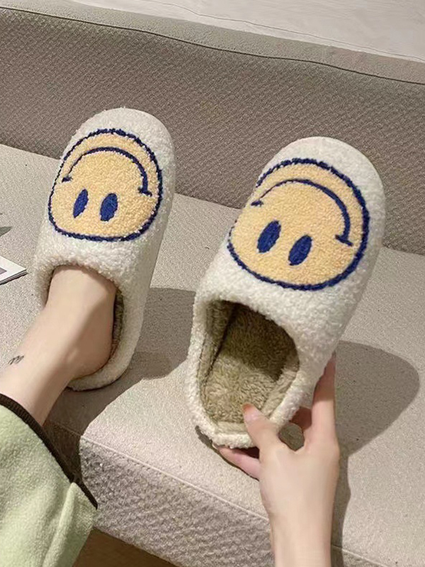 Casual Smiley Plush Non-Slip Slippers