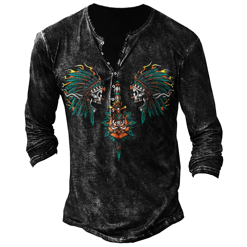 Mens outdoor Indian head print T-shirt / [viawink] /