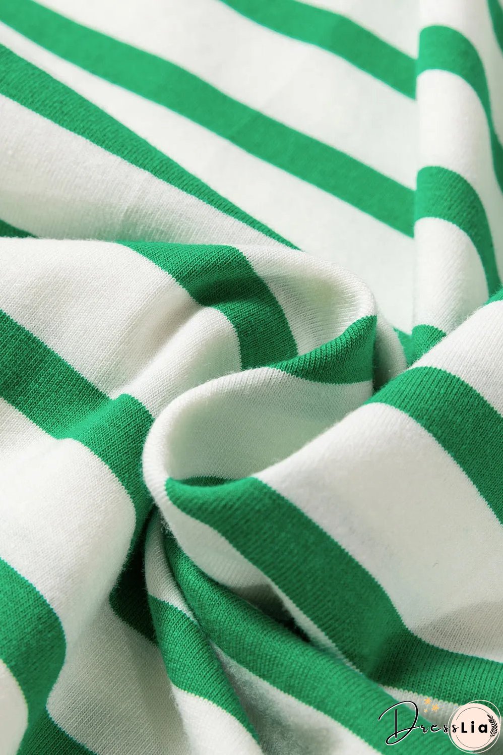 Bright Green Striped Contrast Edge Long Sleeve Top