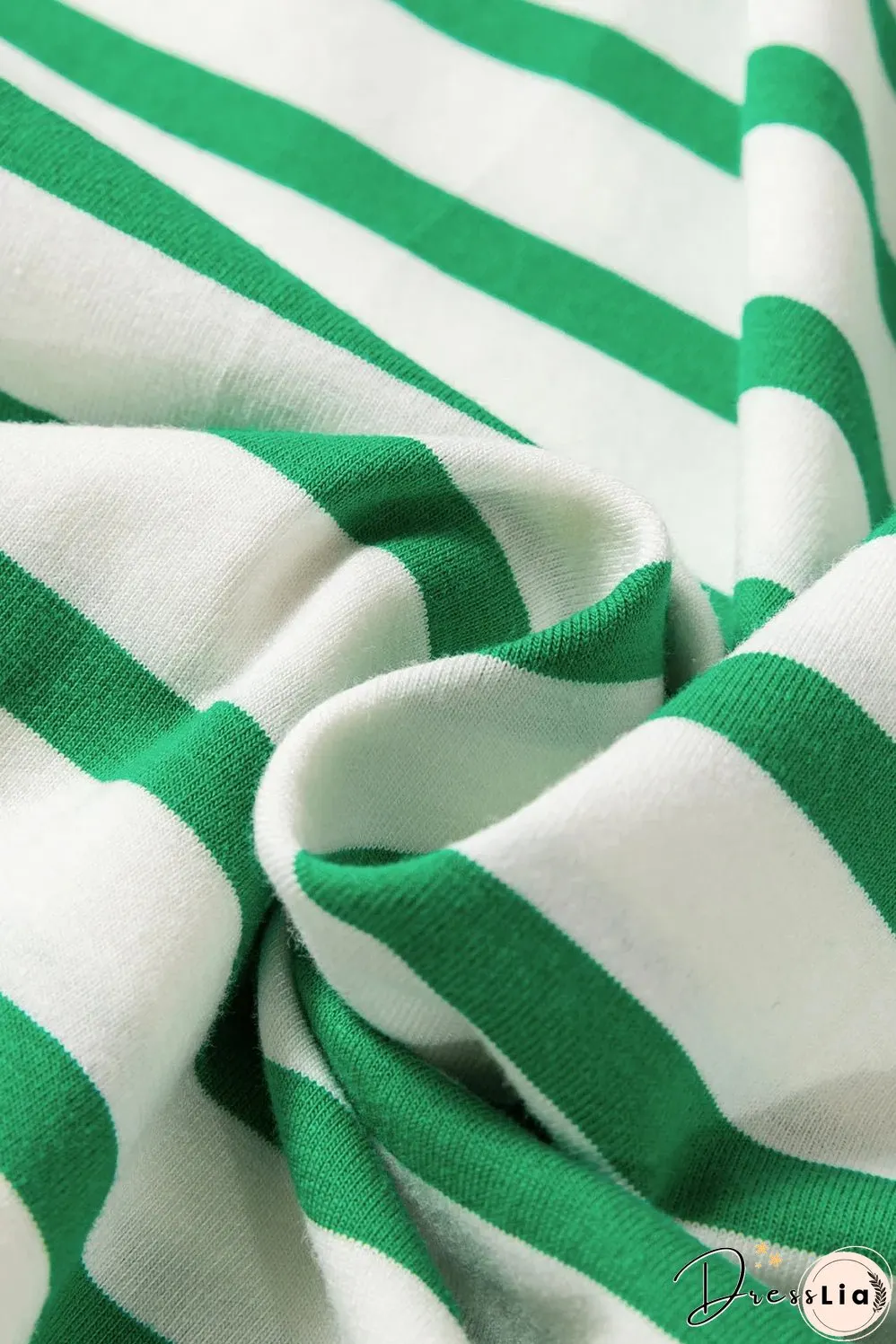 Bright Green Striped Contrast Edge Long Sleeve Top