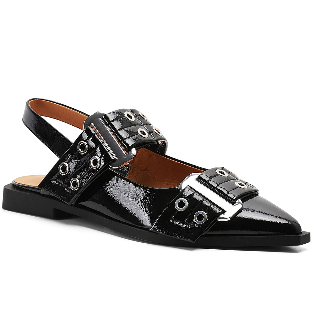 Cover Pointed Toe Flats Back Strap Metal Buckle Sandals Dress Leisure All-match Women Shoes