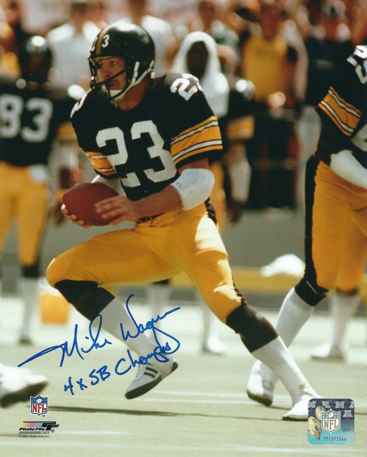 Autographed MIKE WAGNER 4X SB Champs Pittsburgh Steelers 8x10 Photo Poster painting w/ COA