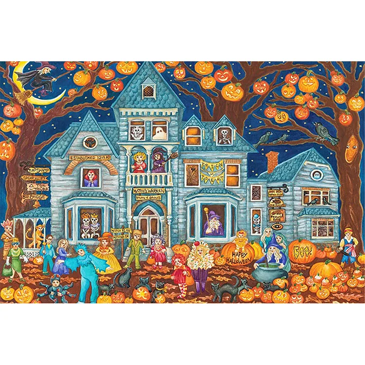 【Huacan Brand】Halloween Cabin 11CT Stamped Cross Stitch 60*50CM
