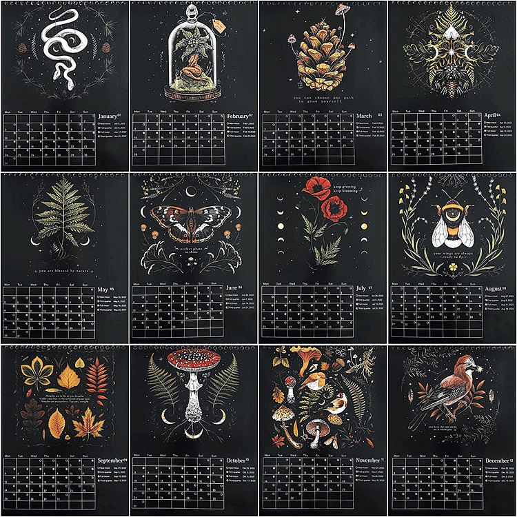 2023 Dark Forest Lunar Calendar Wall Decor Art Monthly Moon Calendar