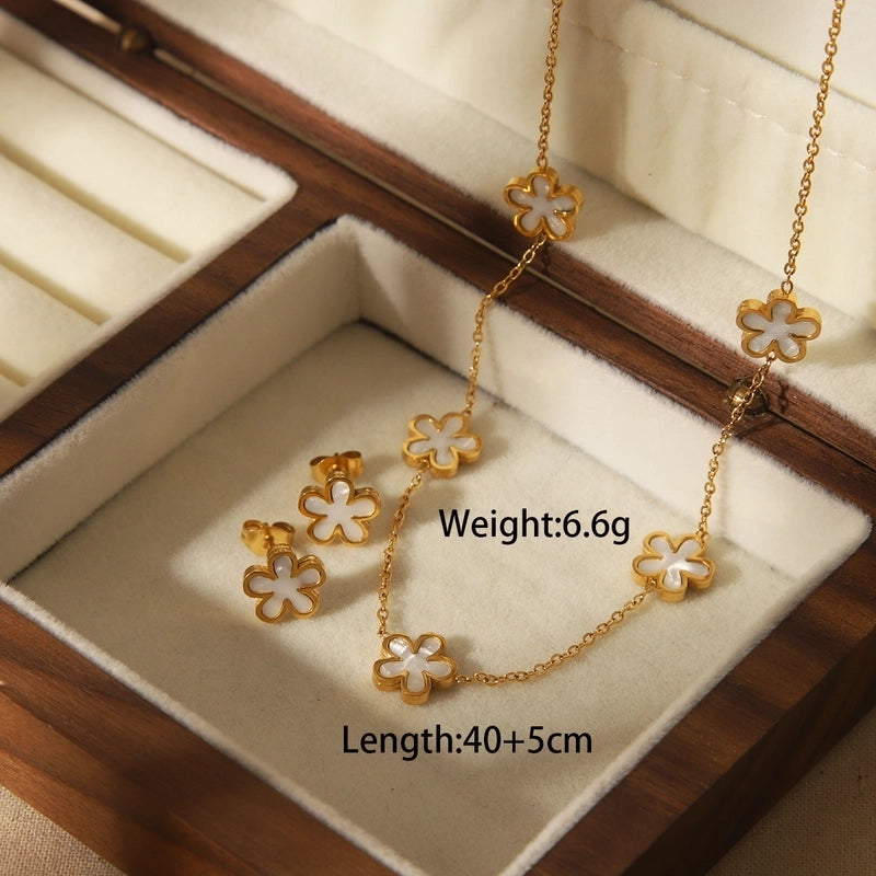 IG Style French Style Commute Solid Color Flower 304 Stainless Steel Acrylic 18K Gold Plated Bracelets Earrings Necklace