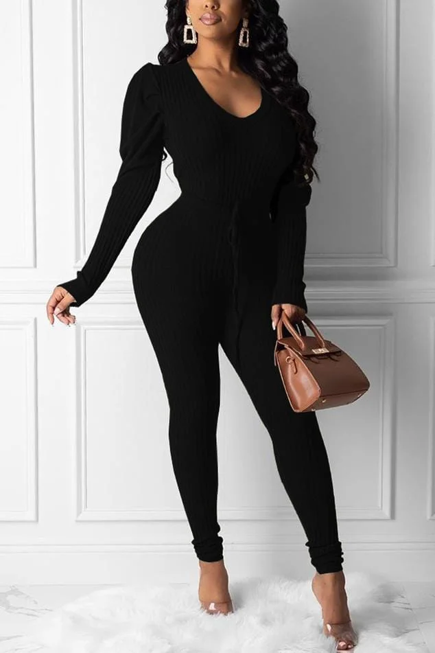 Casual Long Sleeve V-Neck Two Piece