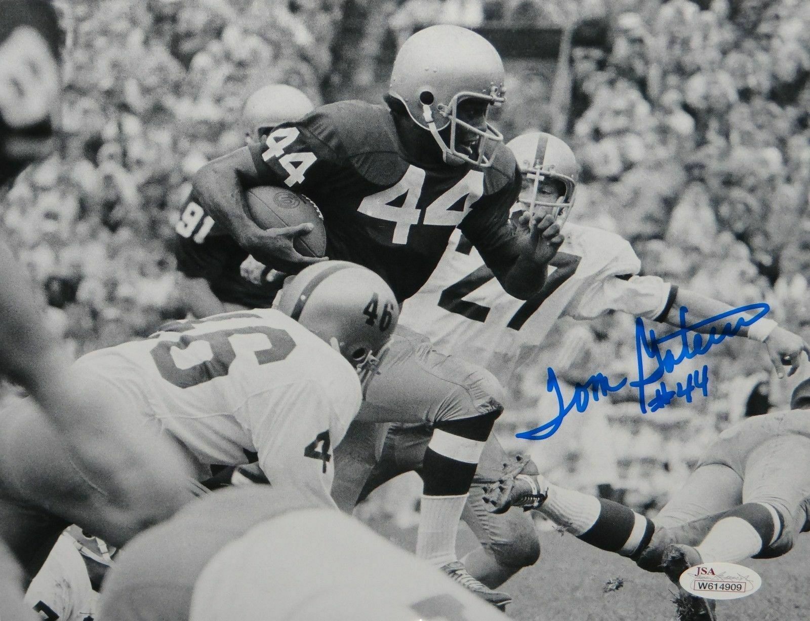 Tom Gatewood Autographed 8x10 B&W Horizontal Running Photo Poster painting- JSA W Auth *Blue