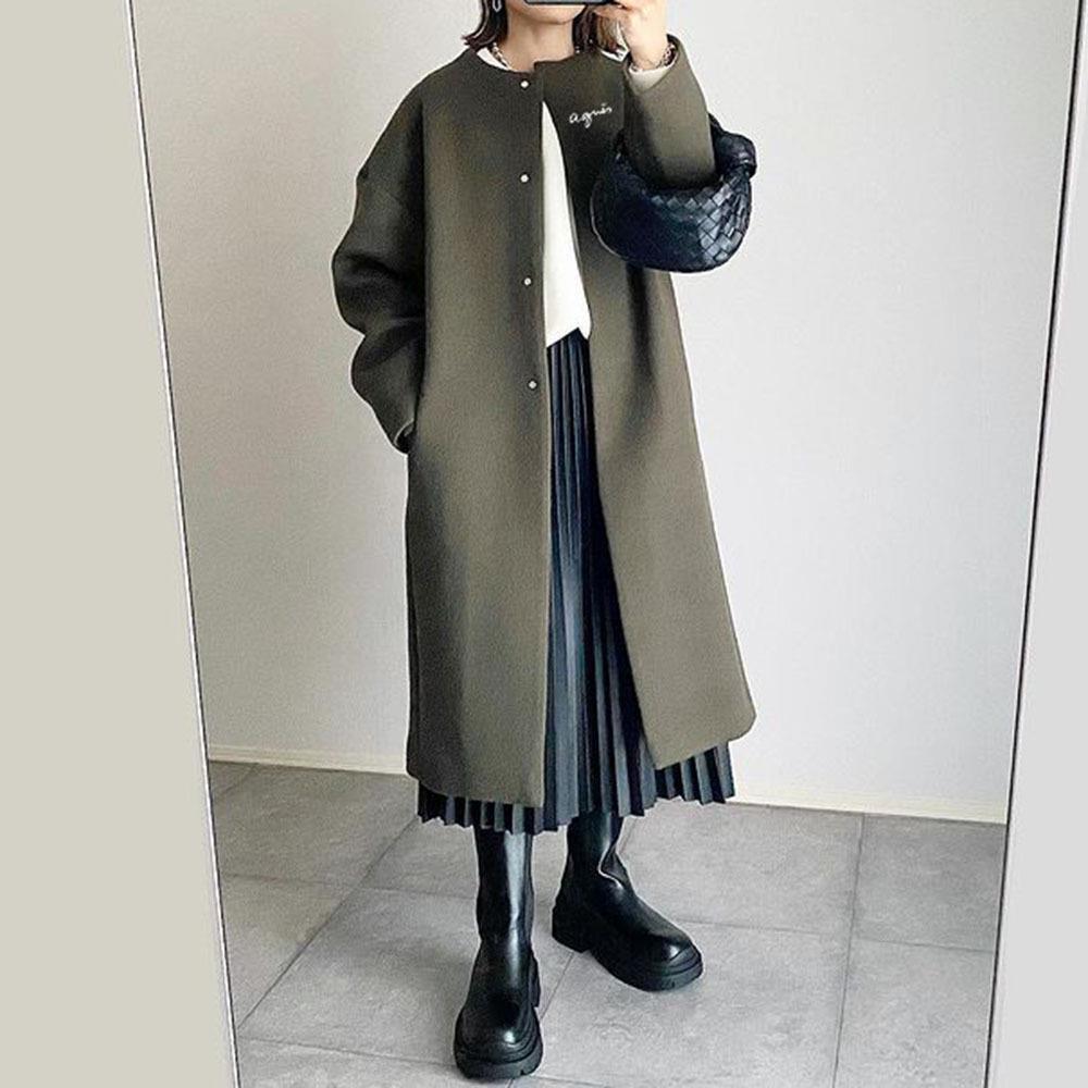 Light cooked style loose mid-length coat