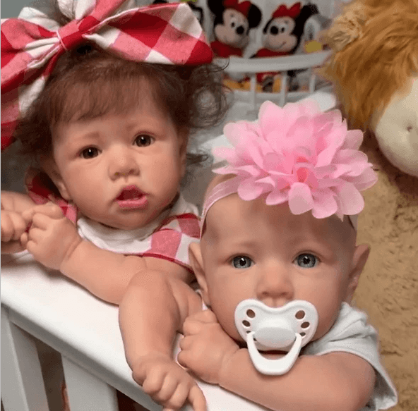 Twins Sister 12'' Open Eyes Reborn Baby Doll Girl Erica and Adele 2022, Lifelike Silicone Toy For Kids -Creativegiftss® - [product_tag] Creativegiftss.com