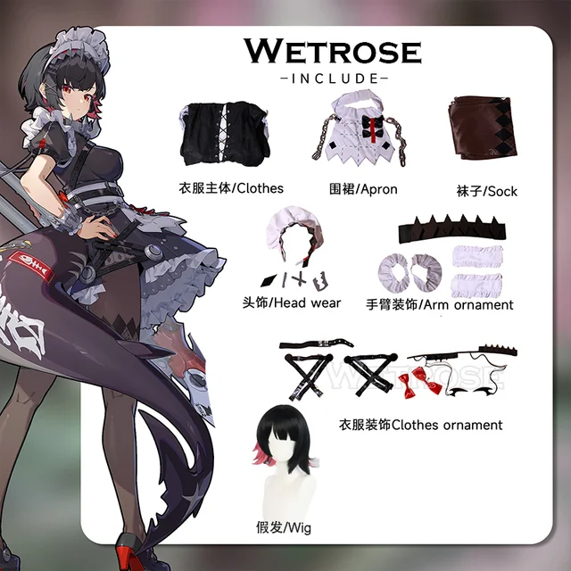 【Wetrose】Zenless Zone Zero Ellen Joe Cosplay Costume Shark Maid Girl Эллен Джо ZZZ Wig Shoes Full Set