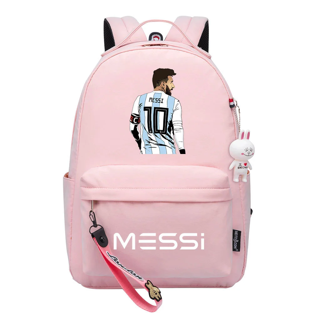 Buzzdaisy Title: Lionel Messi Backpack – Cute and Fashionable Schoolbag with Double Side Pockets for Leisure Travel