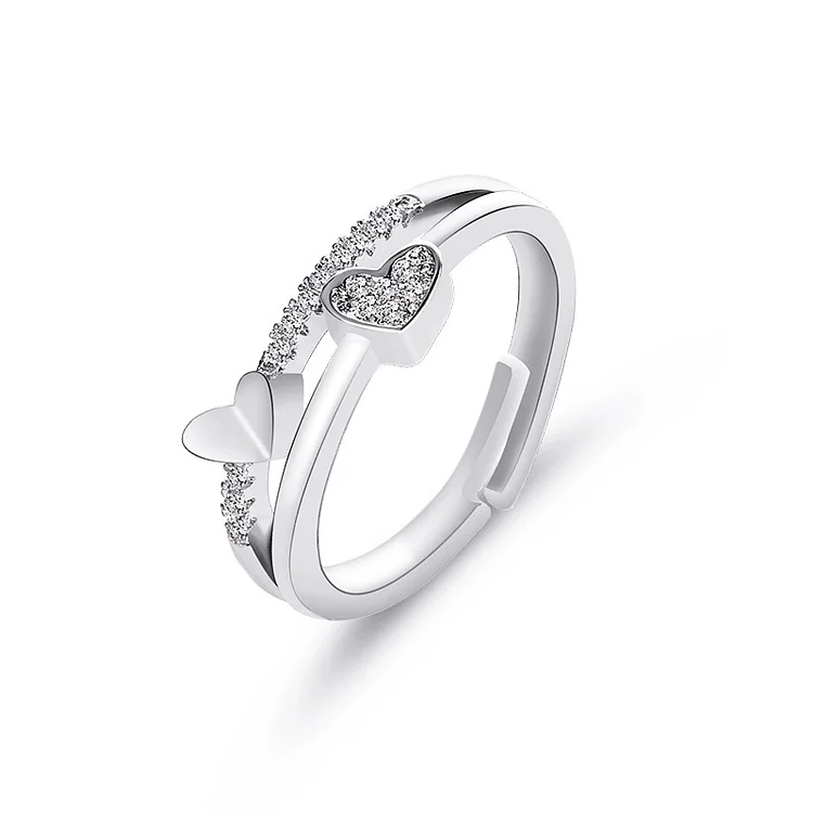 Casual White Heart Shaped Diamonds Adjustable Rings  Flycurvy [product_label]