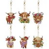 >SALE<6PCS Highland Yak Double Sided Special Shape Diamond Painting Keychain Pendant