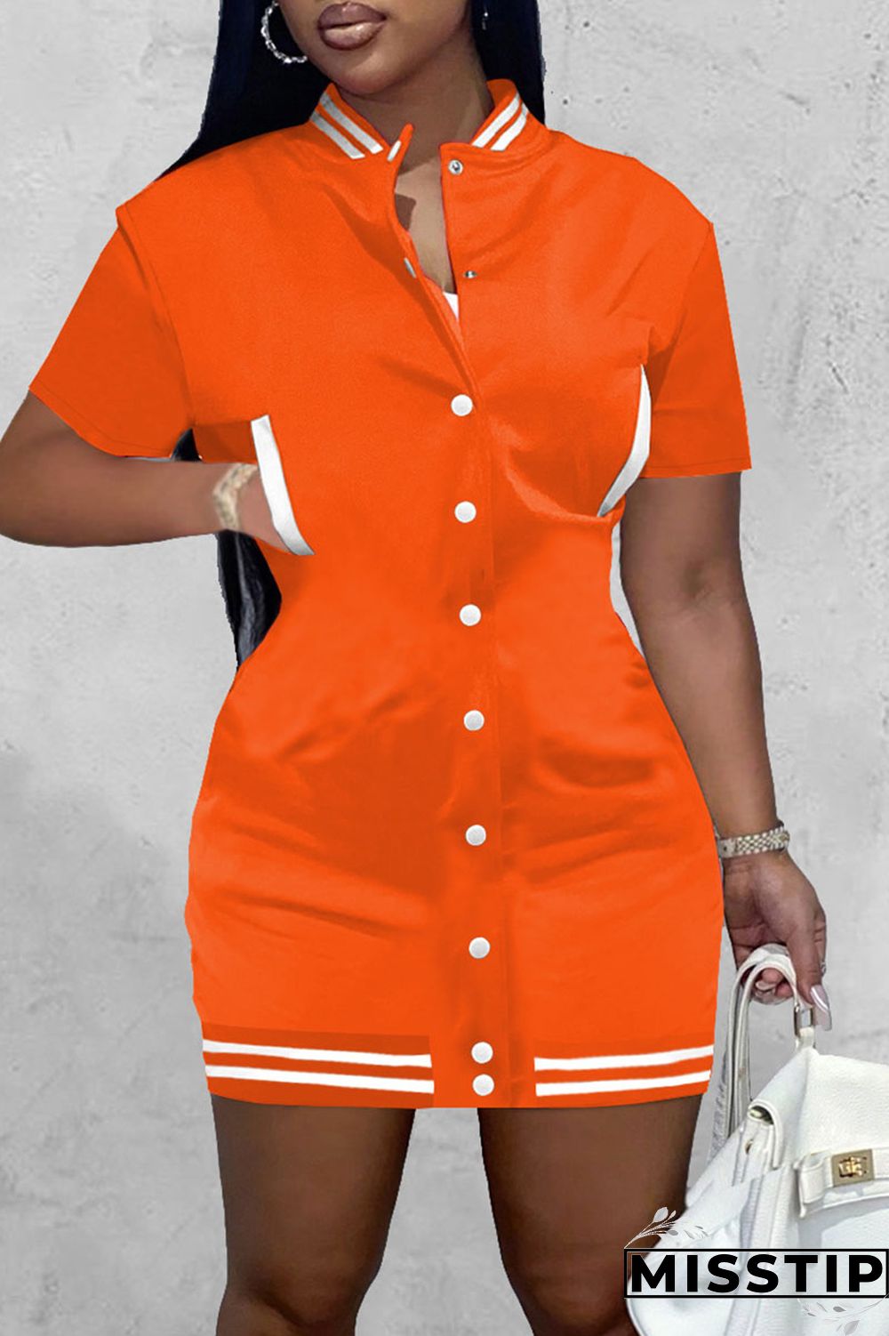 Red Casual Solid Patchwork Pocket Buckle Dresses