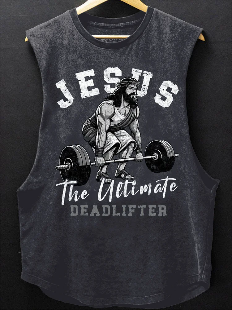 Men's Jesus The Ultimate Deadlifter Print Cotton Tank Top