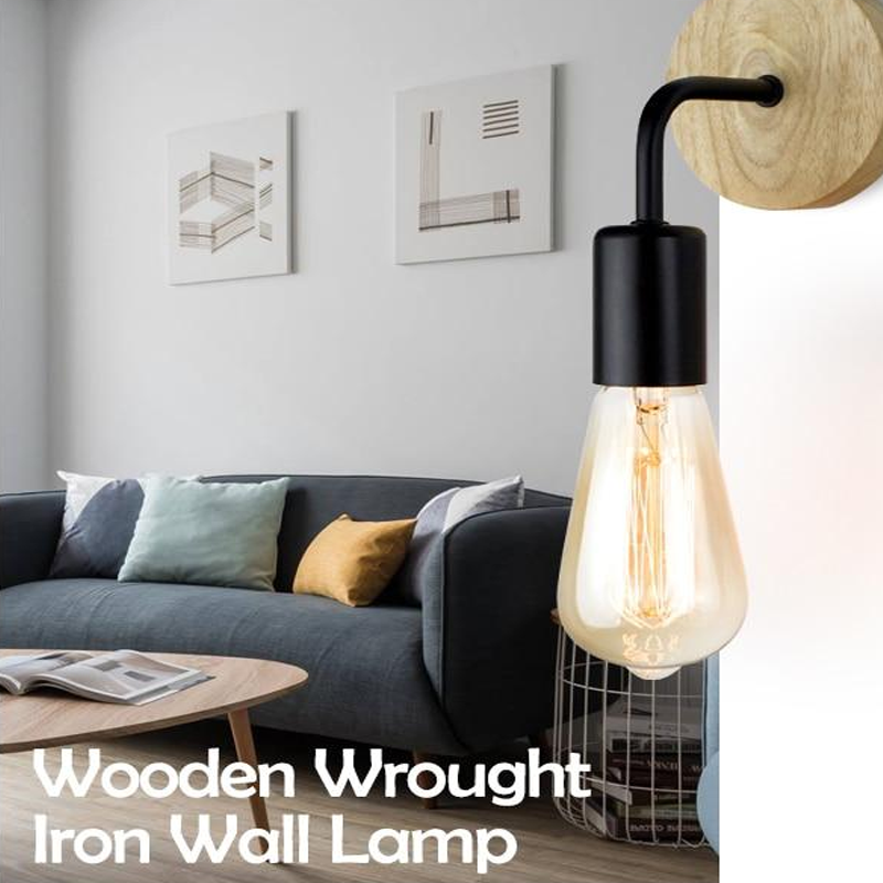Wood Industrial Loft Wall Lamp Vintage Retro Decor Wall Light Fixtures For Living Room Home Indoor Sconces Lighting Decorative
