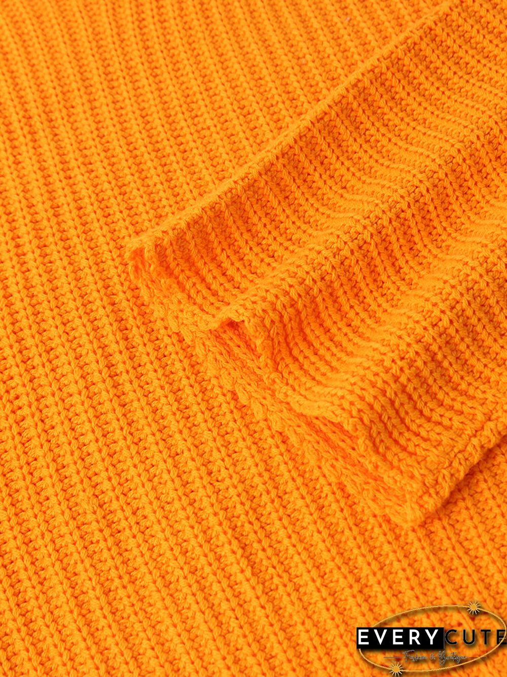 Solid Color O-neck Flare Sleeves Casual Sweater