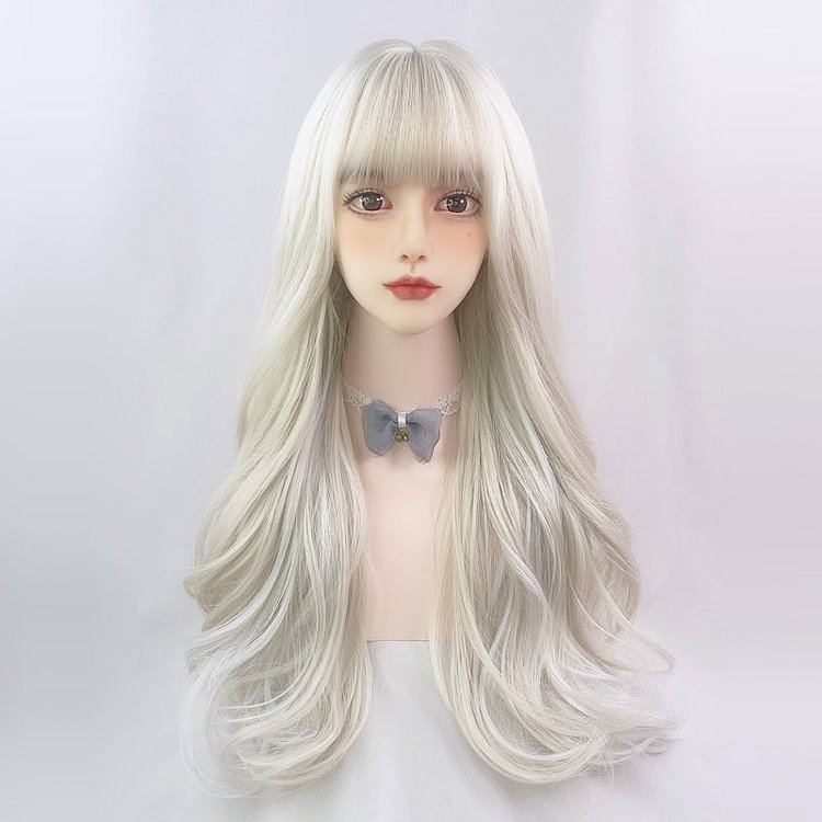 White Gold Long Curly Wig BE996
