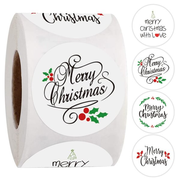 100pcs/300pcs/500pcs Round Merry Christmas Stickers Package Label Sealing Stickers Gift Card Box Decor