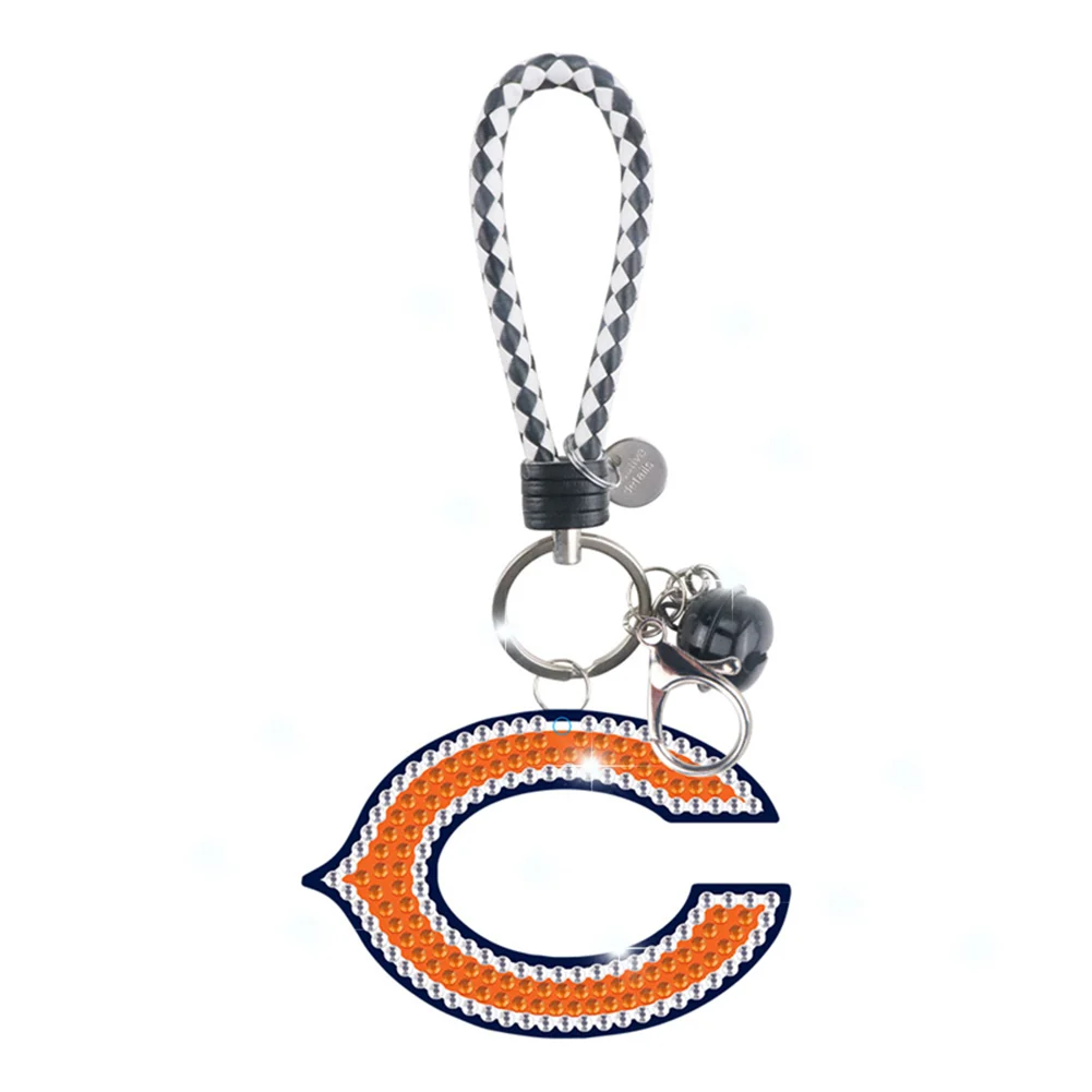 Chicago Bears DIY Diamond Art Keychains Craft Rugby Team Badge Hanging Ornament(Double Sided)
