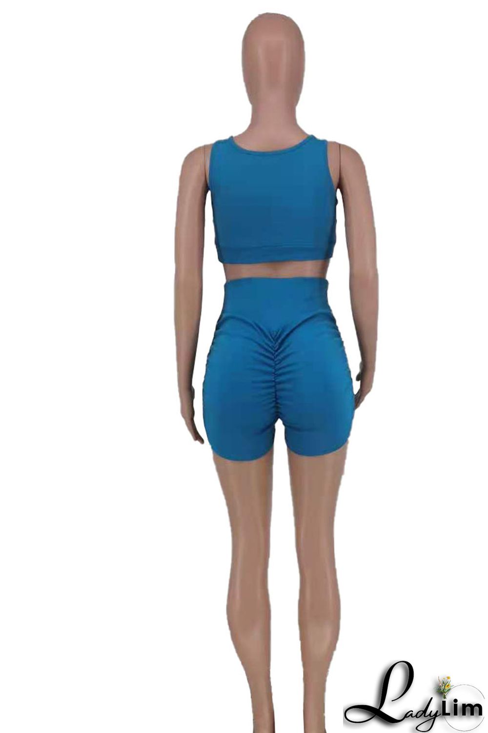 Rose Red Casual Print Split Joint U Neck Sleeveless Two Pieces