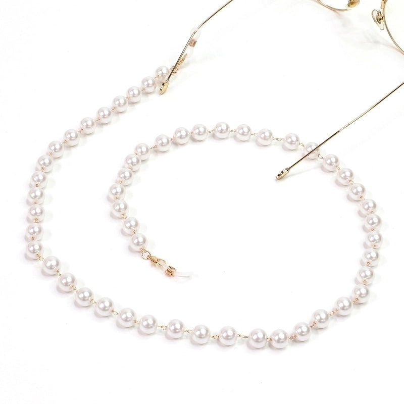 New 10mm Pearl Gold Glasses Chain Necklace Sunglasses Anti-lost Glass Chain Women