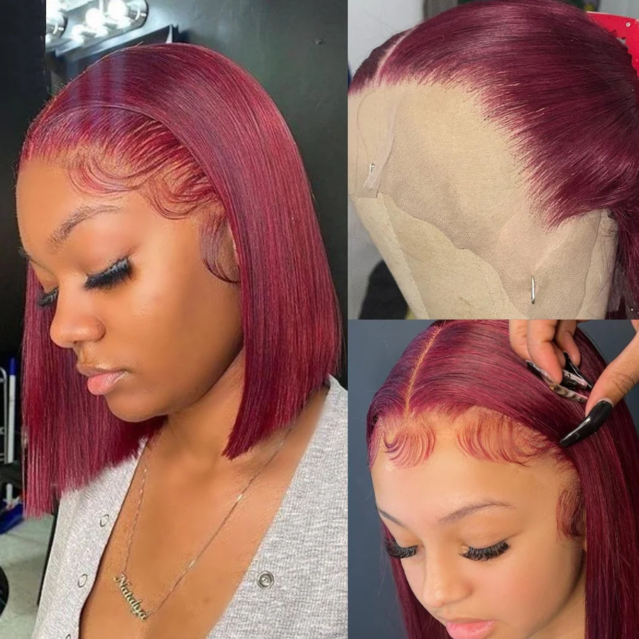 Red Wigs Straight Short Bob Daily Hair ELCNEPAL
