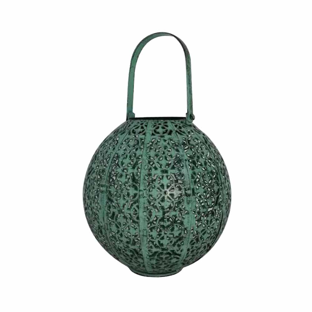 

LED Solar Light Wrought Iron Round Hollow Lantern Projection Lamp Garden, 501 Original