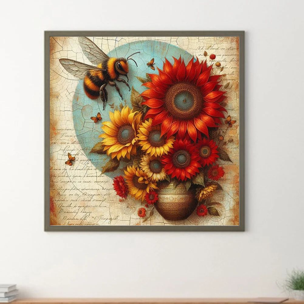 Diamond Painting - Full Round Drill - Flower Bee(Canvas|30*30cm)