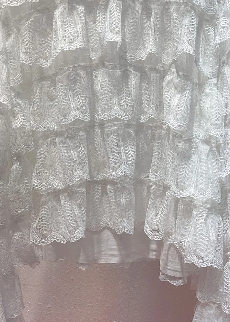 Solid Color Lace Patchwork Short Sleeved Blouse