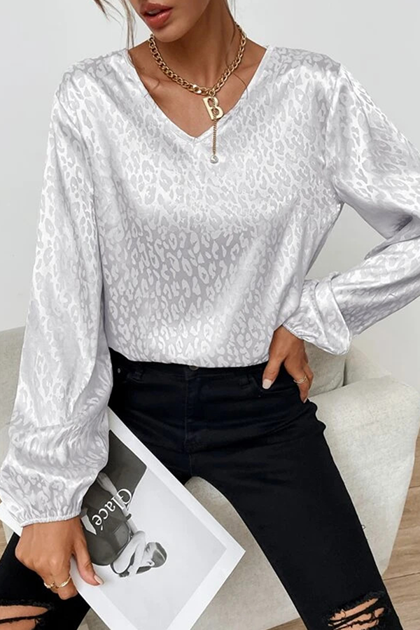 Fashion Elegant Print Patchwork Basic V Neck Tops