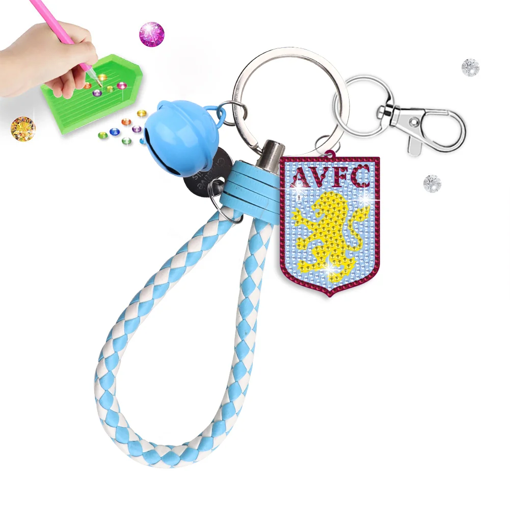 【Upgrade】DIY Aston Villa F.C. Logo Double Sided Rhinestone Painting Keychain Pendant for Adult