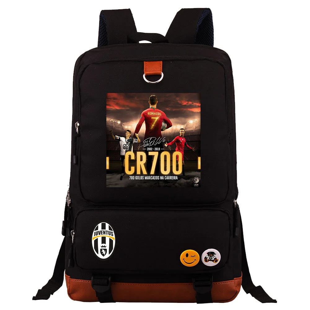 Buzzdaisy Cristiano Ronaldo Printed Square Backpack - Large Capacity and Laptop Compartment
