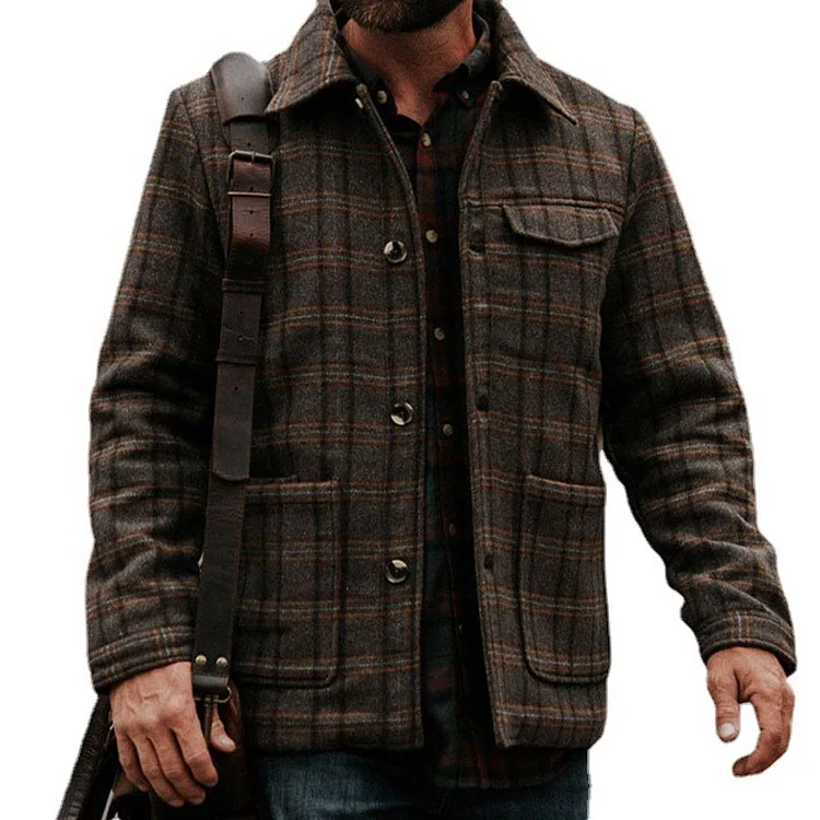 Men's Classic Plaid Insulated Wool Blend Jacket